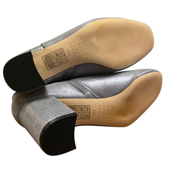 White House Black Market Harper Shimmering Silver Ankle Booties Size 8 1/2 - Picture 7 of 10